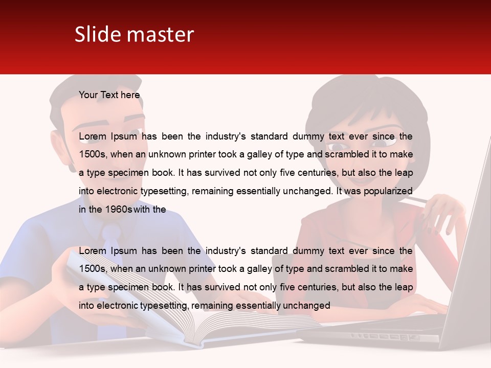 A Man And Woman Sitting At A Table With A Laptop PowerPoint Template