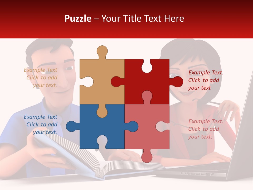 A Man And Woman Sitting At A Table With A Laptop PowerPoint Template