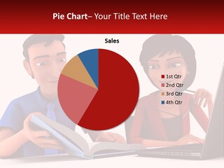 A Man And Woman Sitting At A Table With A Laptop PowerPoint Template