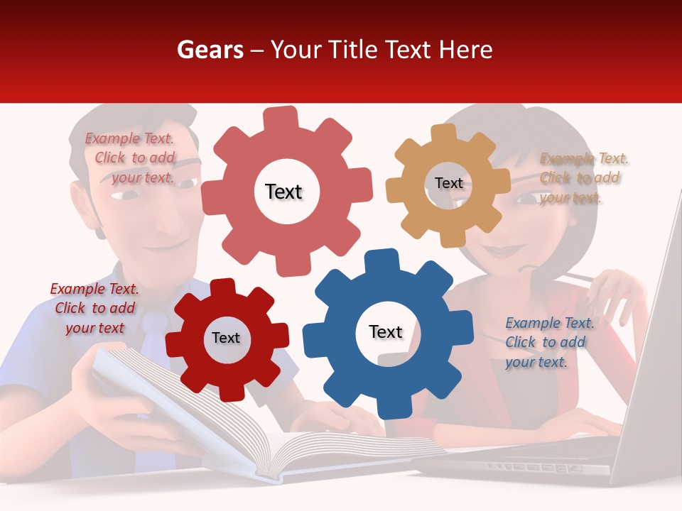 A Man And Woman Sitting At A Table With A Laptop PowerPoint Template