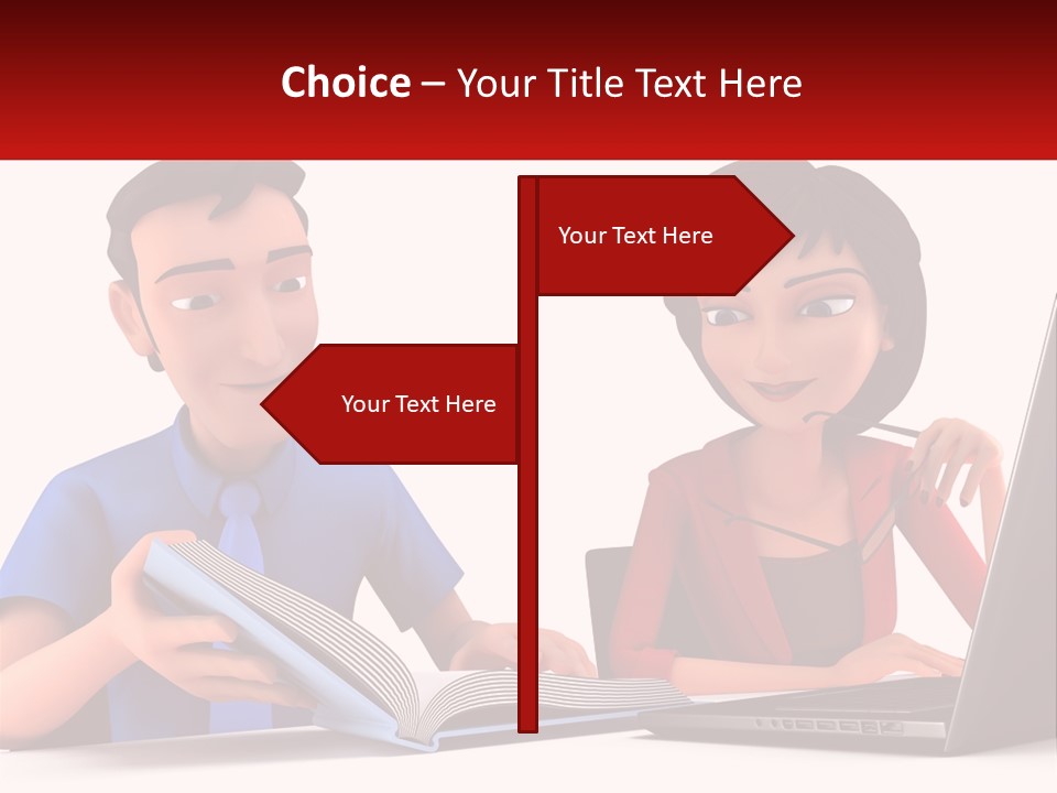 A Man And Woman Sitting At A Table With A Laptop PowerPoint Template