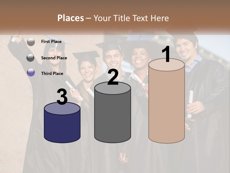 A Group Of People In Graduation Caps And Gowns PowerPoint Template