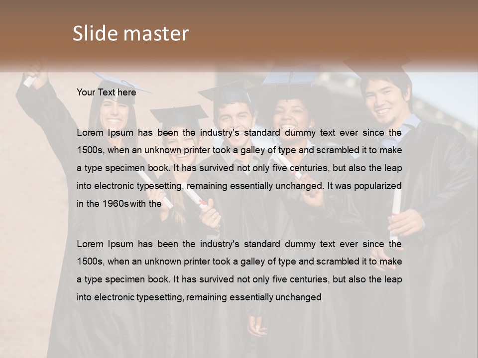 A Group Of People In Graduation Caps And Gowns PowerPoint Template