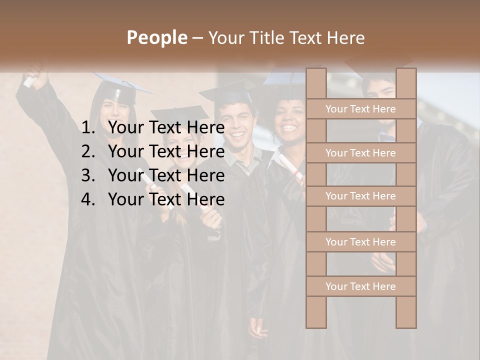 A Group Of People In Graduation Caps And Gowns PowerPoint Template