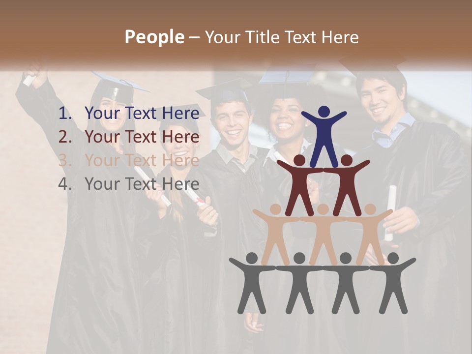 A Group Of People In Graduation Caps And Gowns PowerPoint Template