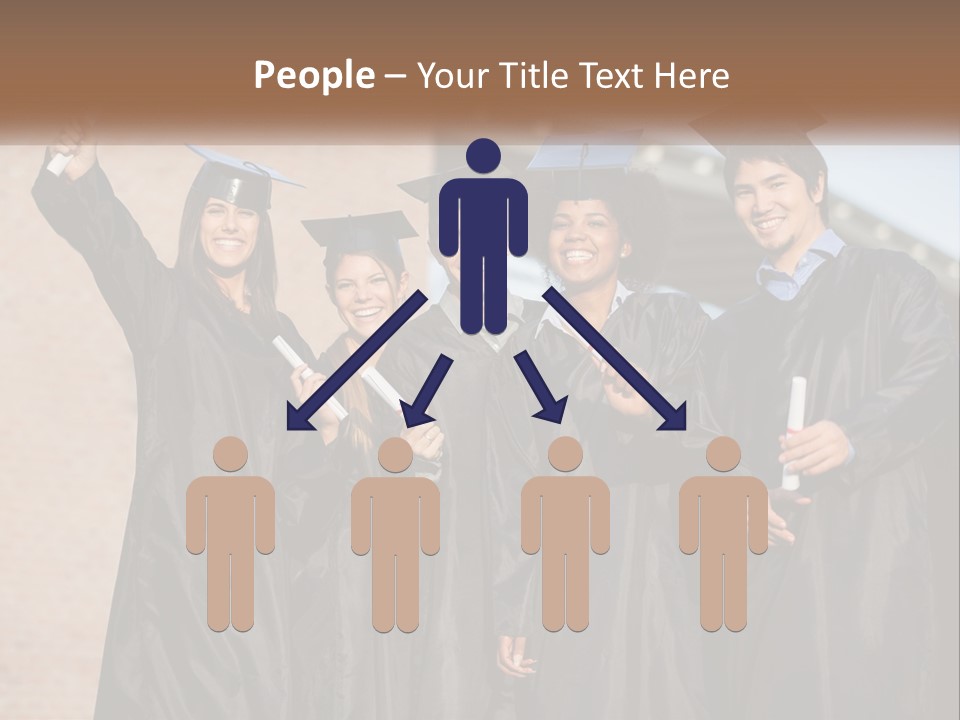 A Group Of People In Graduation Caps And Gowns PowerPoint Template