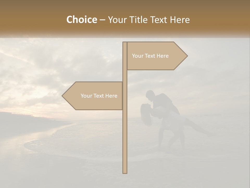 A Man And A Woman Are Kissing On The Beach PowerPoint Template