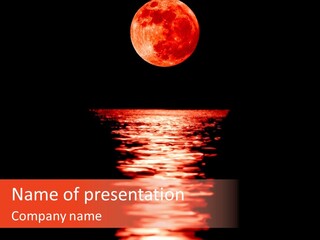 A Red Moon Over A Body Of Water PowerPoint Template