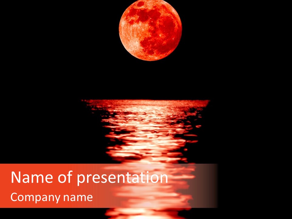 A Red Moon Over A Body Of Water PowerPoint Template