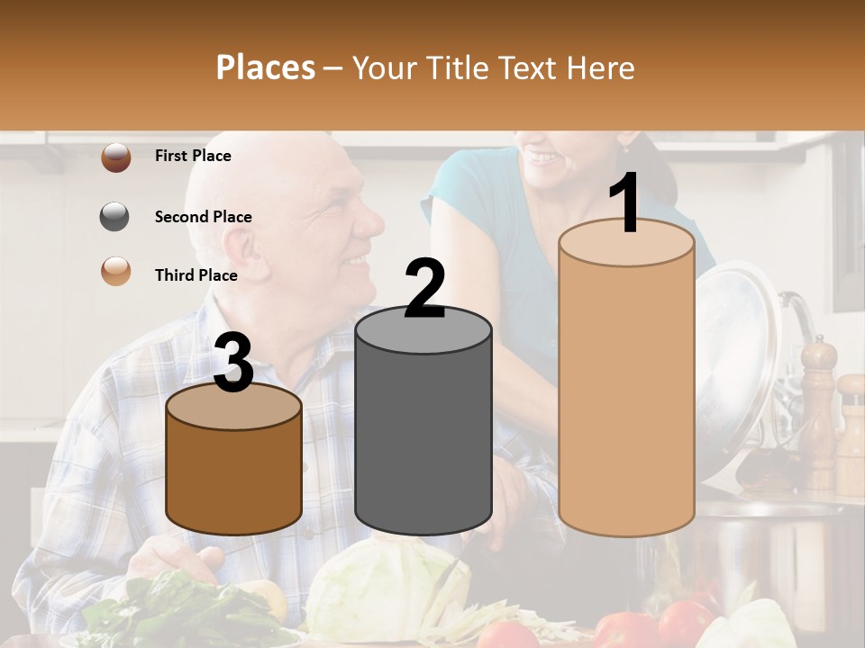 A Man And A Woman Preparing Food In A Kitchen PowerPoint Template