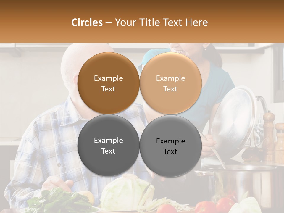 A Man And A Woman Preparing Food In A Kitchen PowerPoint Template