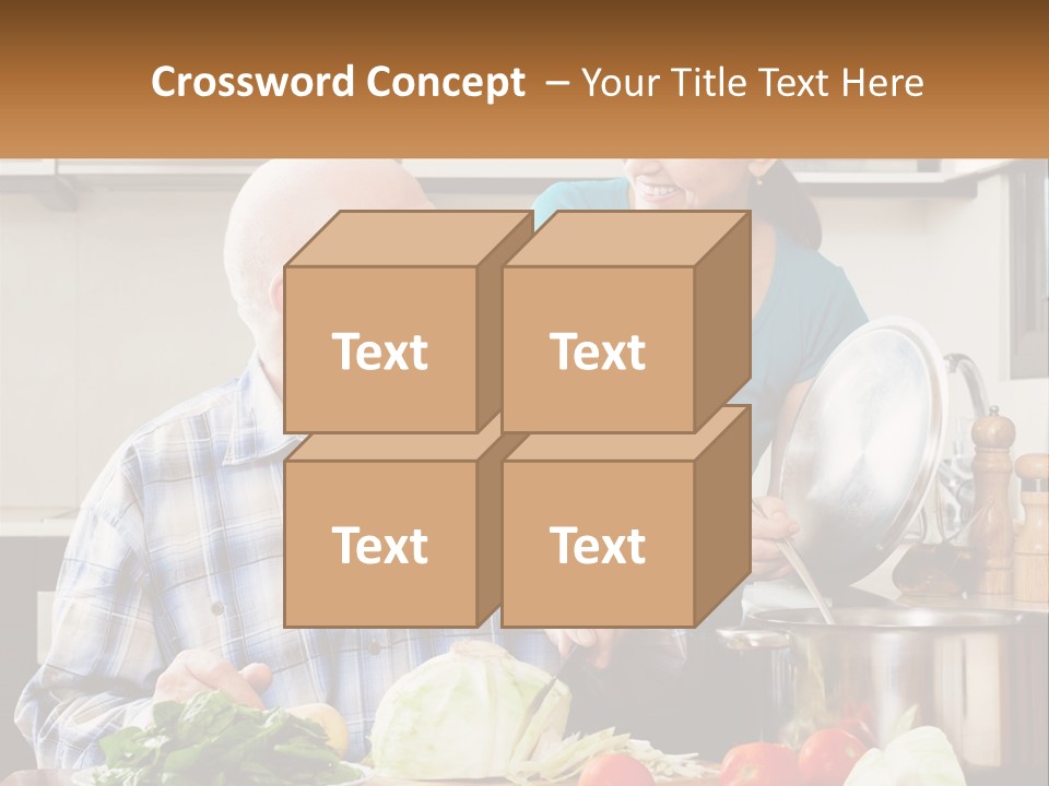 A Man And A Woman Preparing Food In A Kitchen PowerPoint Template