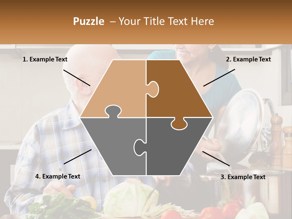 A Man And A Woman Preparing Food In A Kitchen PowerPoint Template