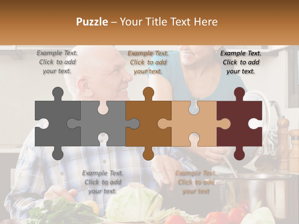 A Man And A Woman Preparing Food In A Kitchen PowerPoint Template