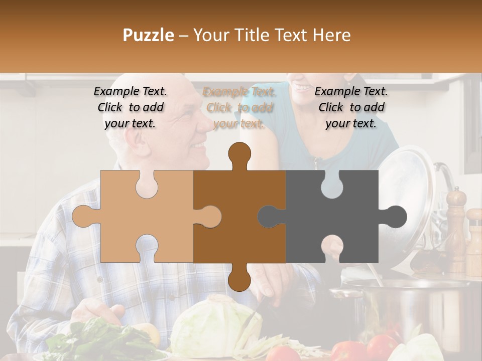 A Man And A Woman Preparing Food In A Kitchen PowerPoint Template