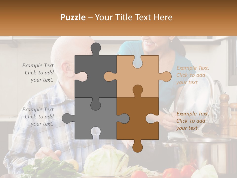 A Man And A Woman Preparing Food In A Kitchen PowerPoint Template