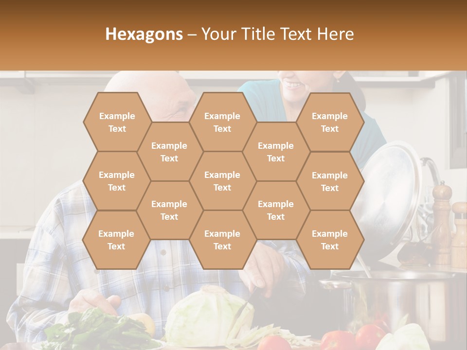 A Man And A Woman Preparing Food In A Kitchen PowerPoint Template