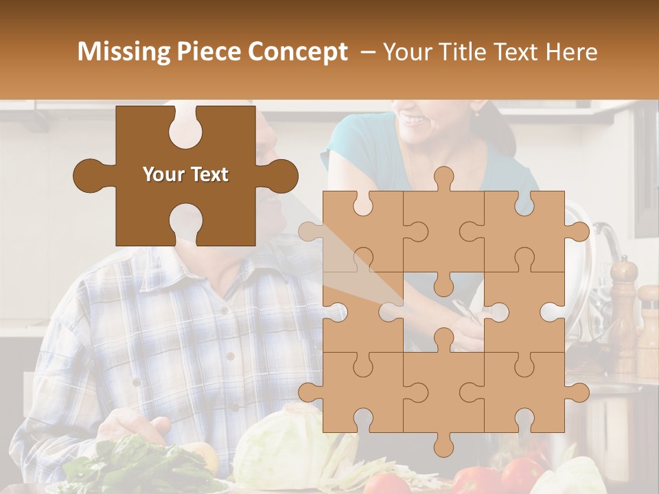 A Man And A Woman Preparing Food In A Kitchen PowerPoint Template