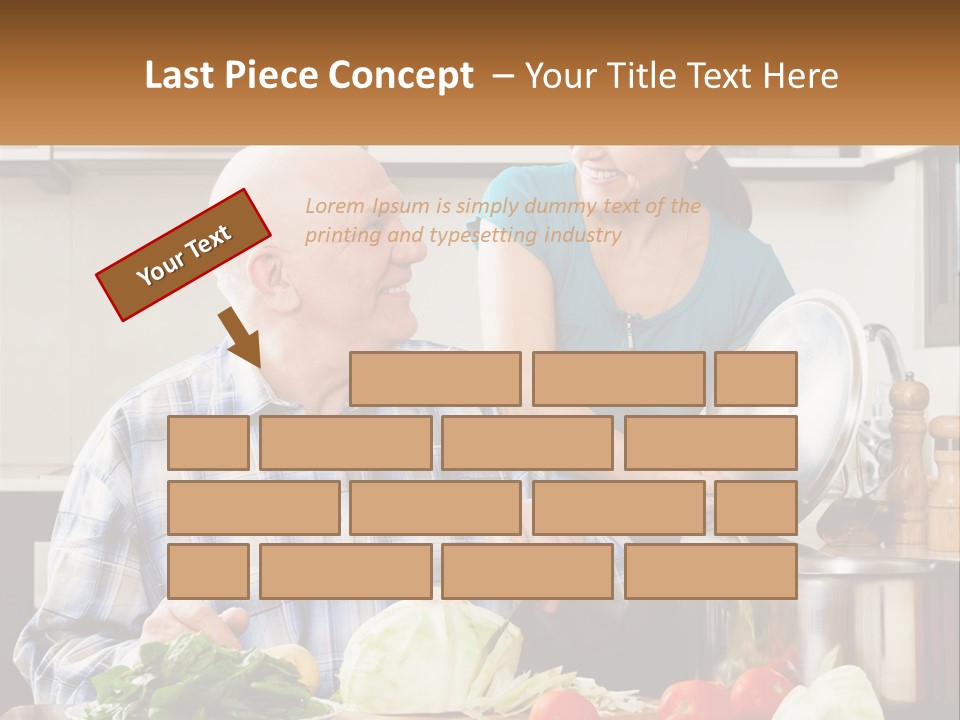 A Man And A Woman Preparing Food In A Kitchen PowerPoint Template