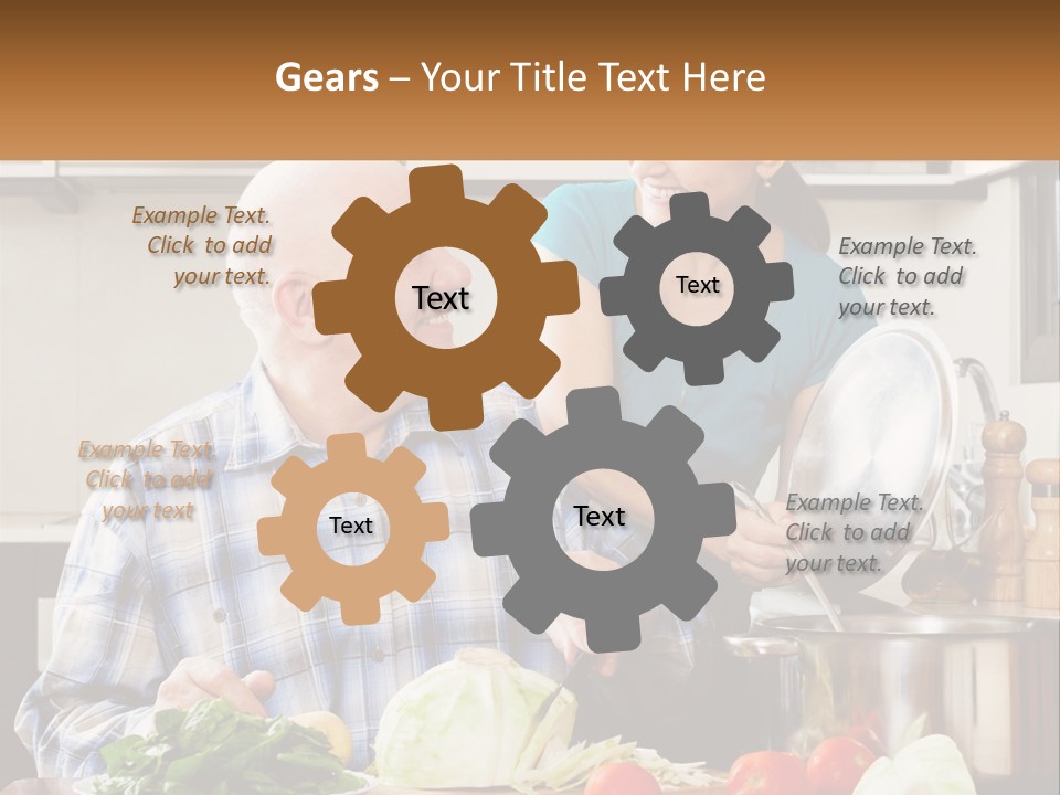 A Man And A Woman Preparing Food In A Kitchen PowerPoint Template