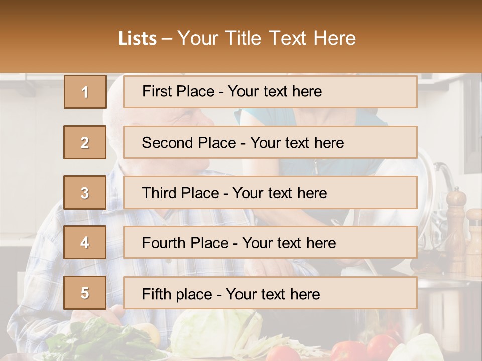 A Man And A Woman Preparing Food In A Kitchen PowerPoint Template