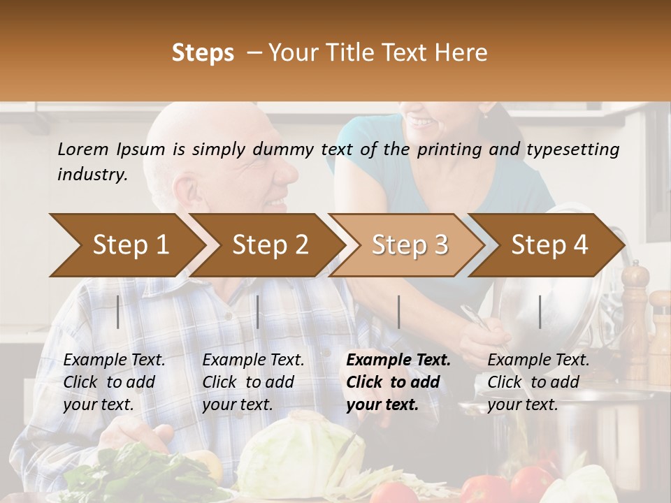 A Man And A Woman Preparing Food In A Kitchen PowerPoint Template