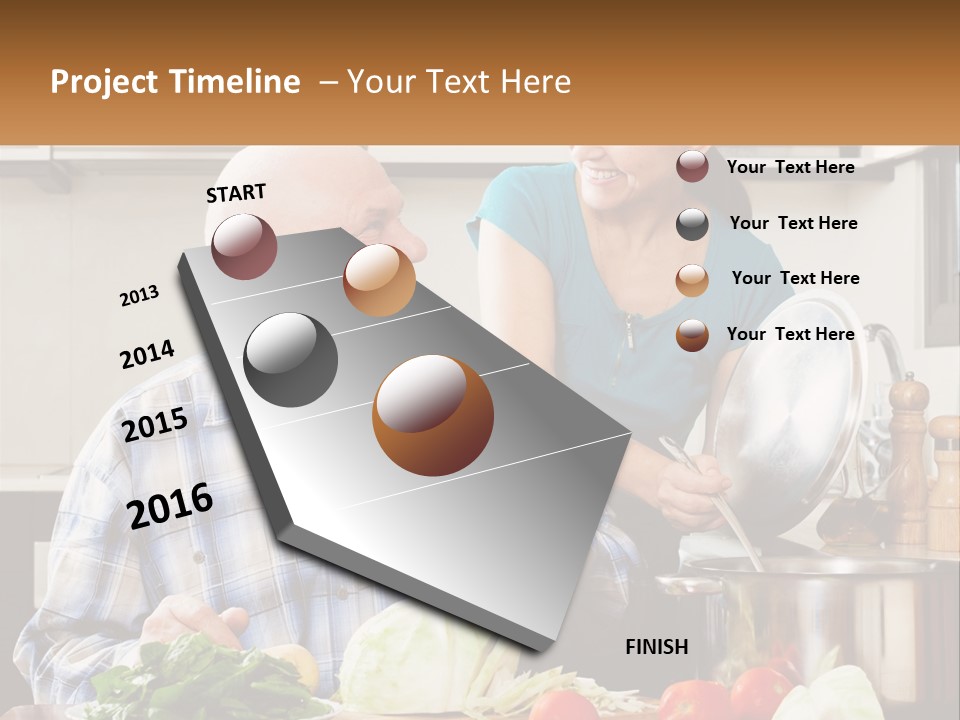 A Man And A Woman Preparing Food In A Kitchen PowerPoint Template