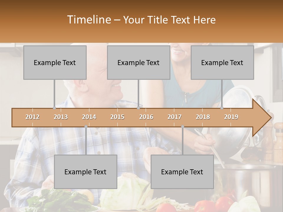 A Man And A Woman Preparing Food In A Kitchen PowerPoint Template