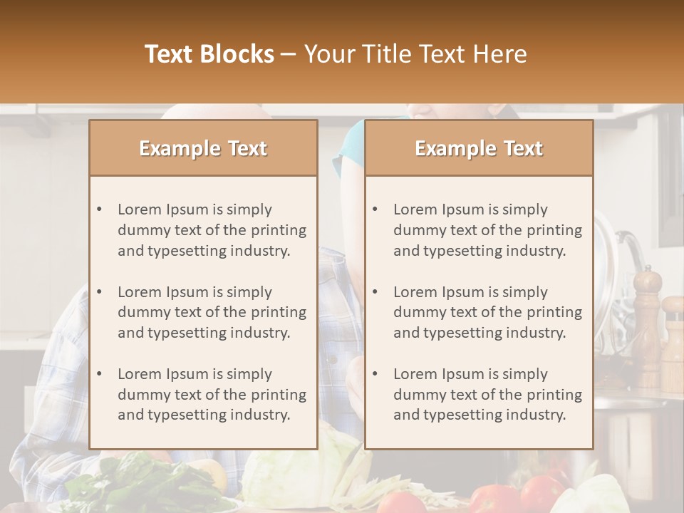 A Man And A Woman Preparing Food In A Kitchen PowerPoint Template
