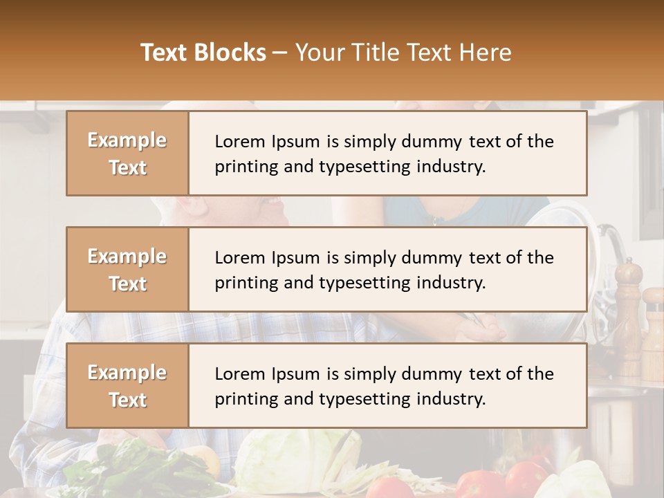 A Man And A Woman Preparing Food In A Kitchen PowerPoint Template