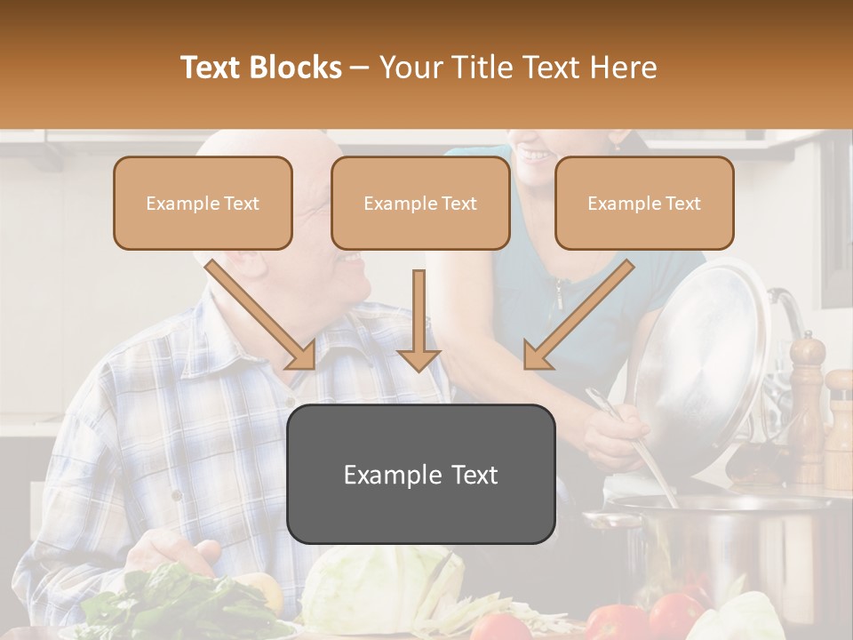 A Man And A Woman Preparing Food In A Kitchen PowerPoint Template