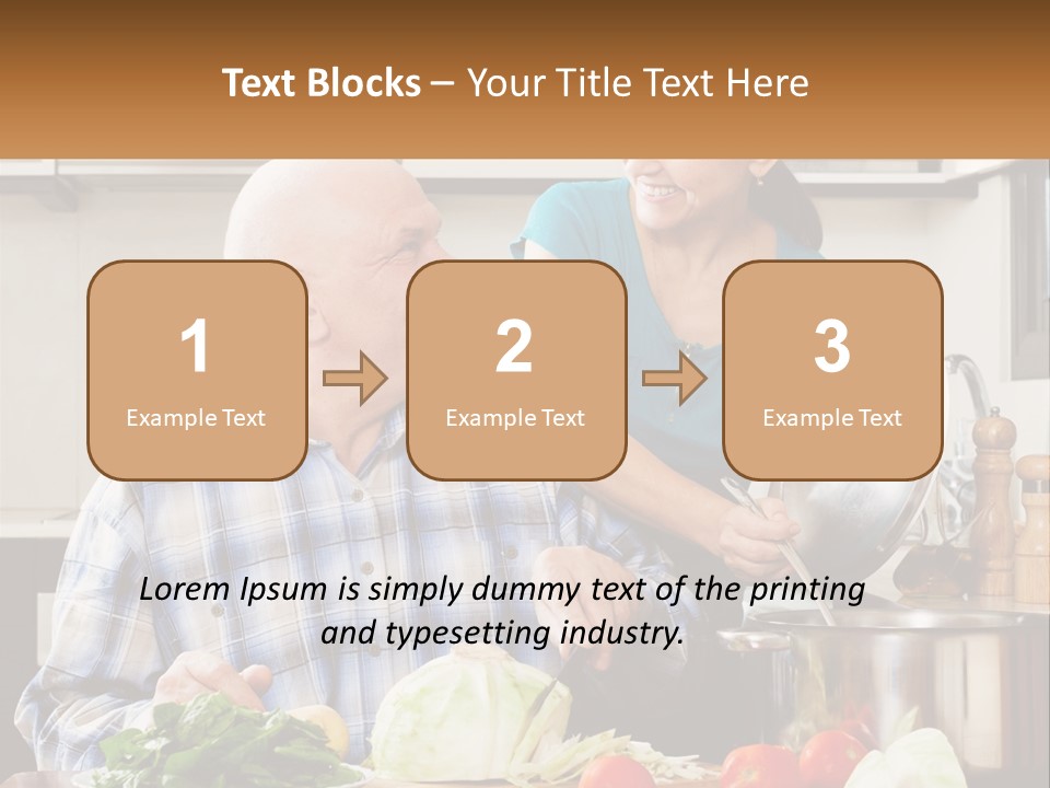 A Man And A Woman Preparing Food In A Kitchen PowerPoint Template