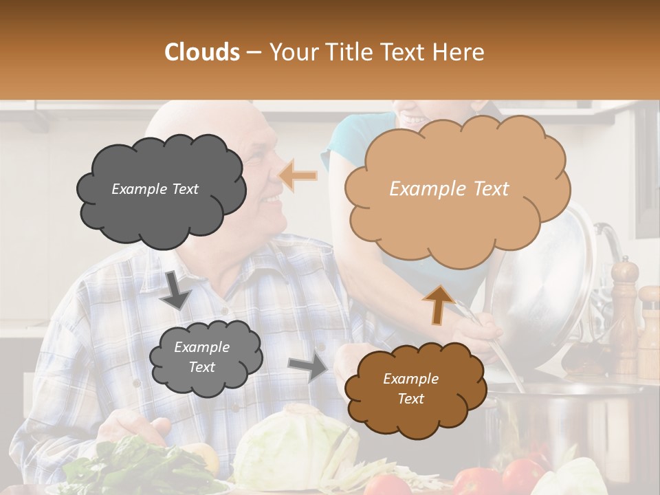 A Man And A Woman Preparing Food In A Kitchen PowerPoint Template