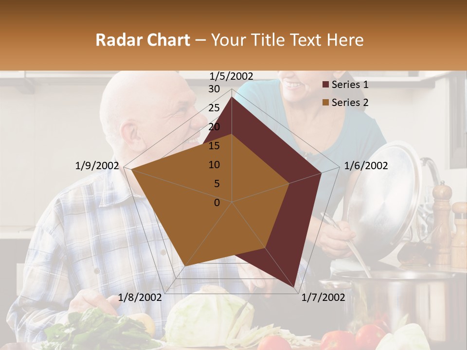 A Man And A Woman Preparing Food In A Kitchen PowerPoint Template