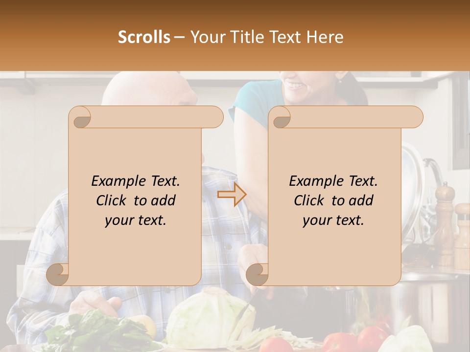A Man And A Woman Preparing Food In A Kitchen PowerPoint Template