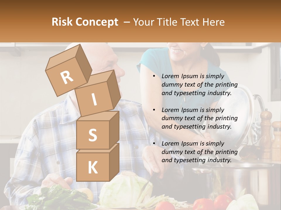 A Man And A Woman Preparing Food In A Kitchen PowerPoint Template