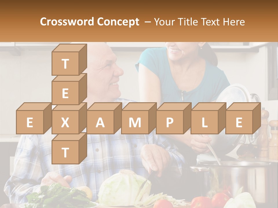 A Man And A Woman Preparing Food In A Kitchen PowerPoint Template