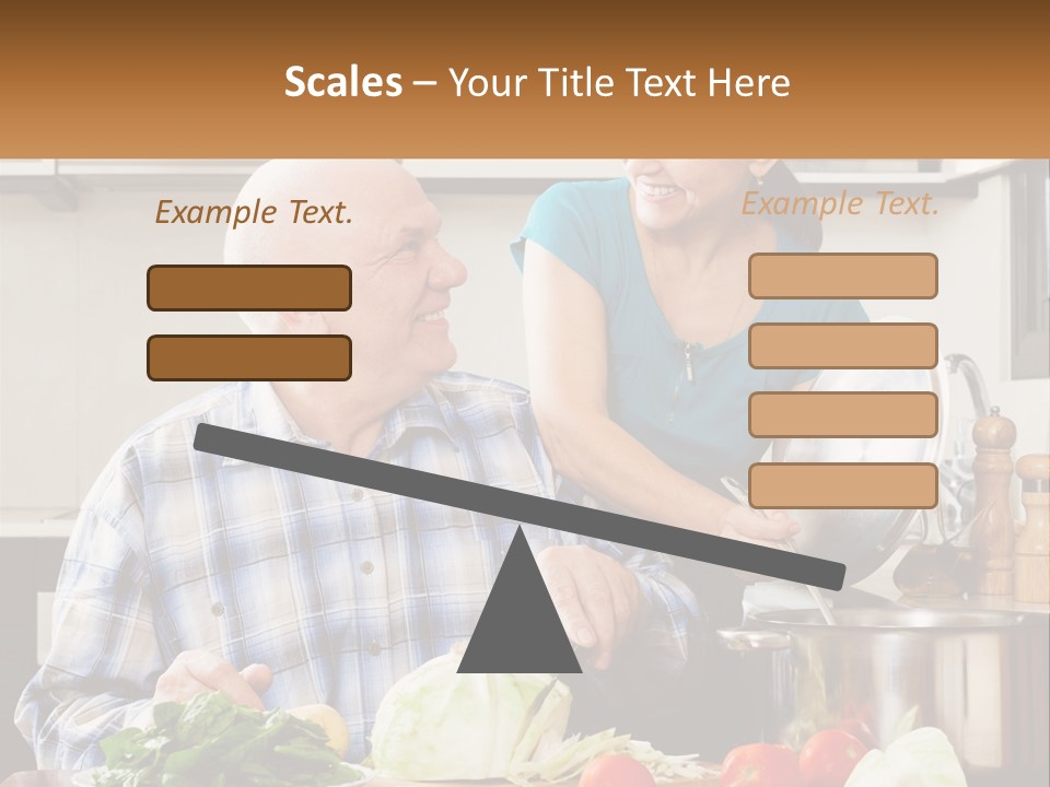 A Man And A Woman Preparing Food In A Kitchen PowerPoint Template
