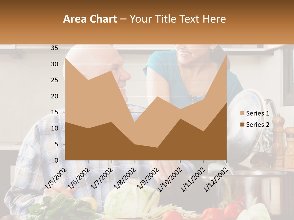 A Man And A Woman Preparing Food In A Kitchen PowerPoint Template