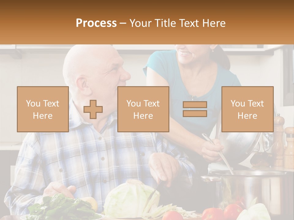 A Man And A Woman Preparing Food In A Kitchen PowerPoint Template