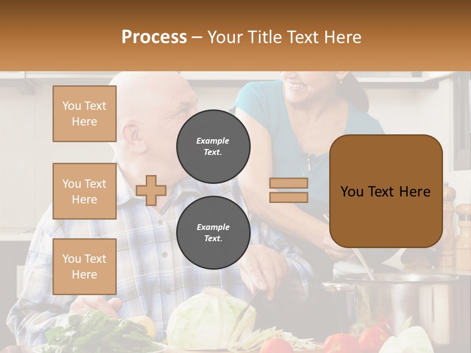 A Man And A Woman Preparing Food In A Kitchen PowerPoint Template