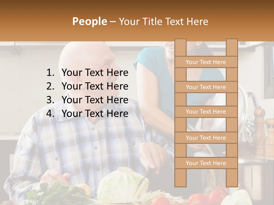 A Man And A Woman Preparing Food In A Kitchen PowerPoint Template