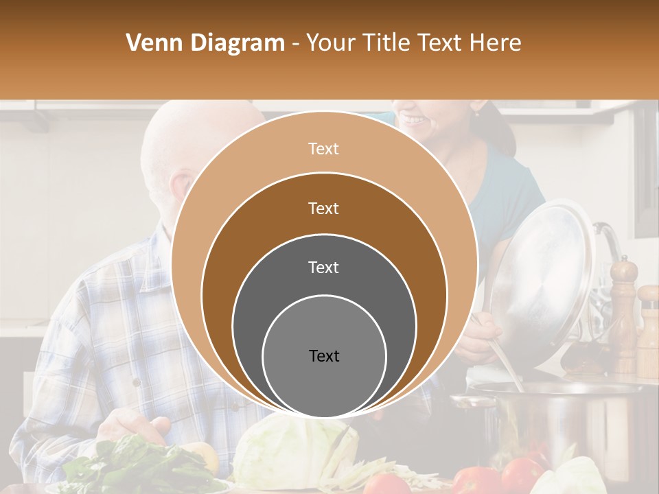A Man And A Woman Preparing Food In A Kitchen PowerPoint Template