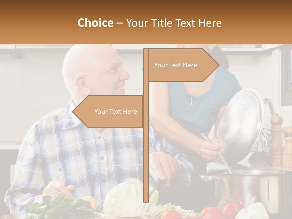 A Man And A Woman Preparing Food In A Kitchen PowerPoint Template