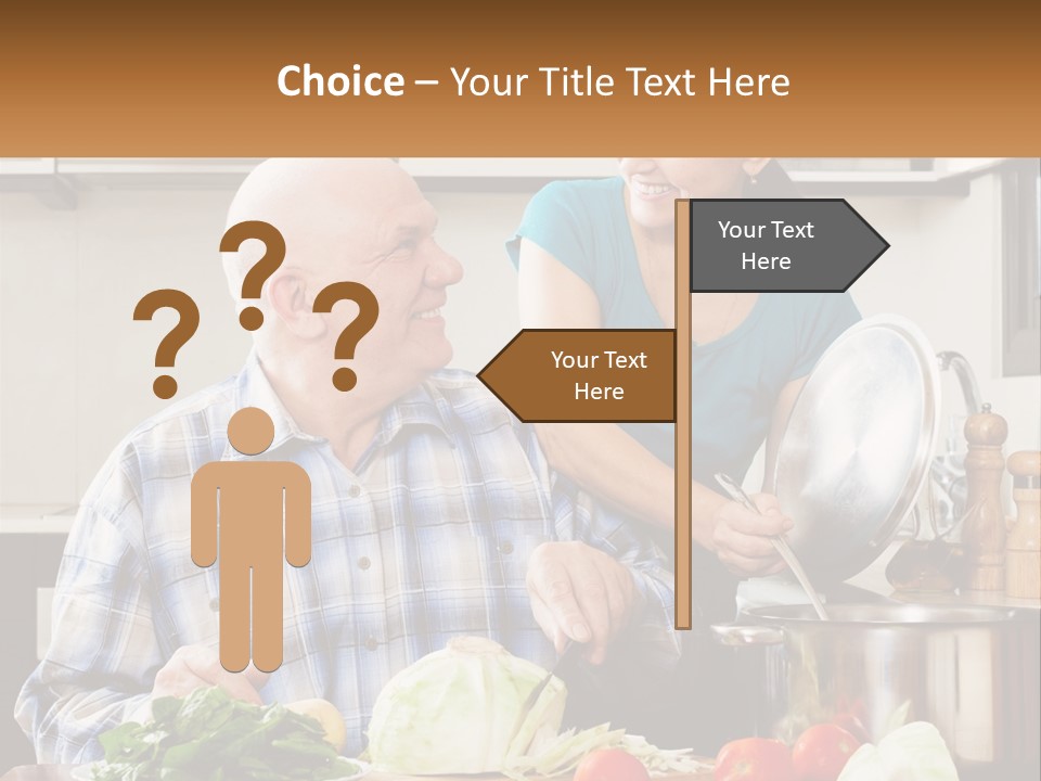 A Man And A Woman Preparing Food In A Kitchen PowerPoint Template