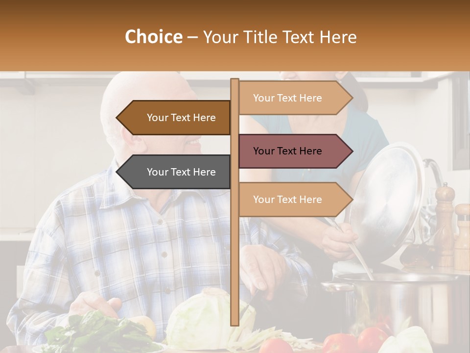 A Man And A Woman Preparing Food In A Kitchen PowerPoint Template