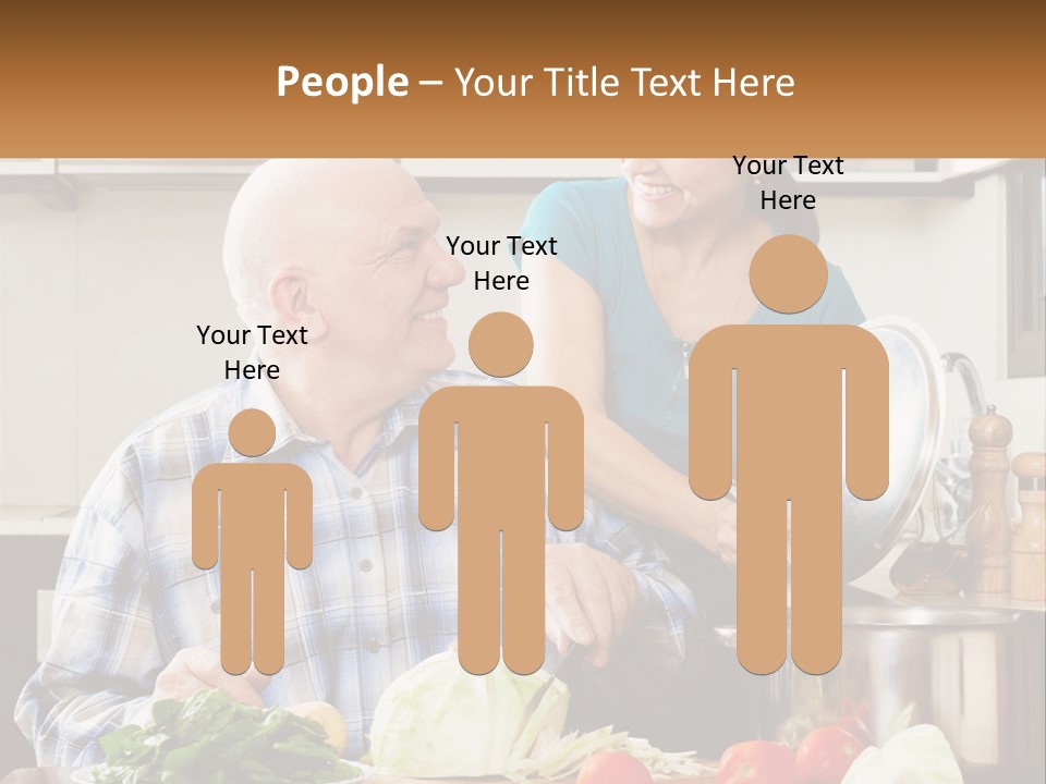 A Man And A Woman Preparing Food In A Kitchen PowerPoint Template