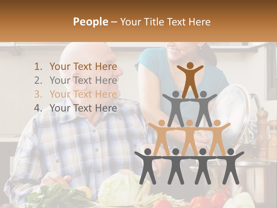 A Man And A Woman Preparing Food In A Kitchen PowerPoint Template