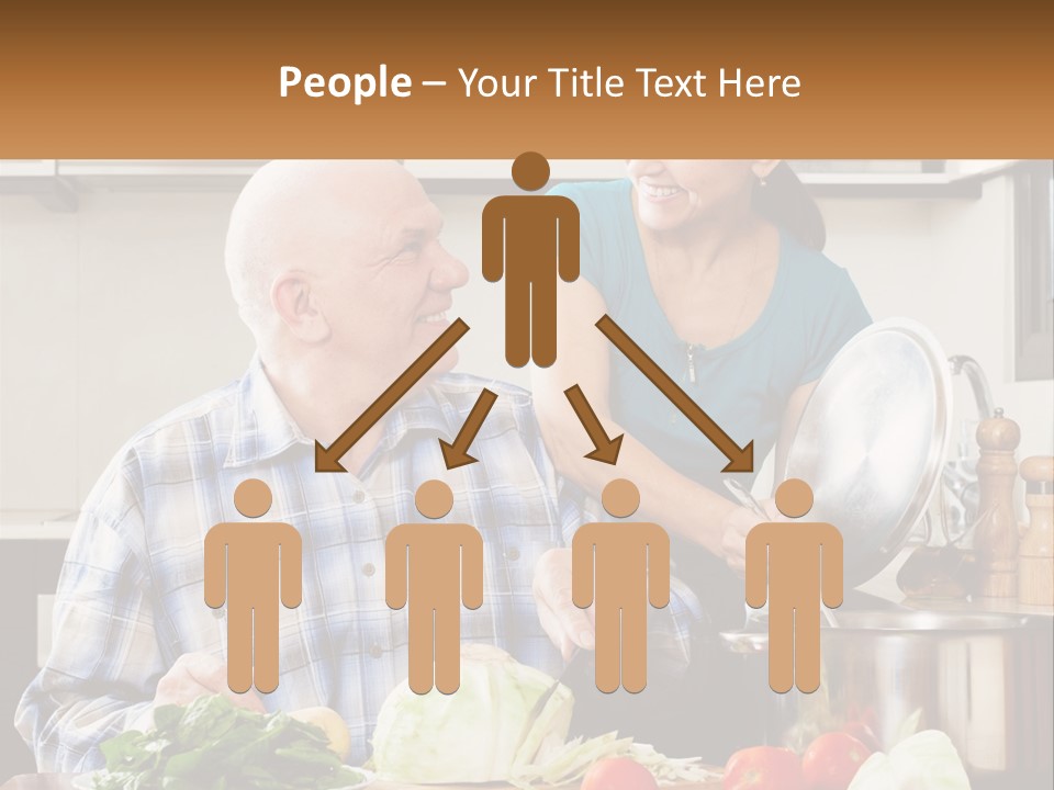 A Man And A Woman Preparing Food In A Kitchen PowerPoint Template
