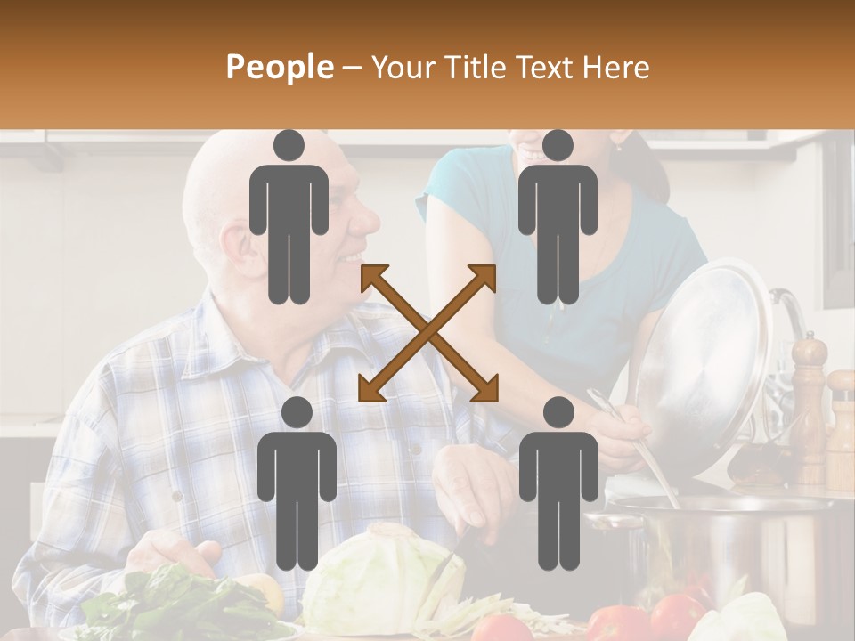 A Man And A Woman Preparing Food In A Kitchen PowerPoint Template